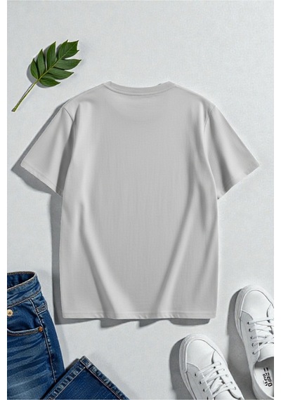 Uyguntarz Unisex Hearts Baskılı Tasarım Tshirt Gri