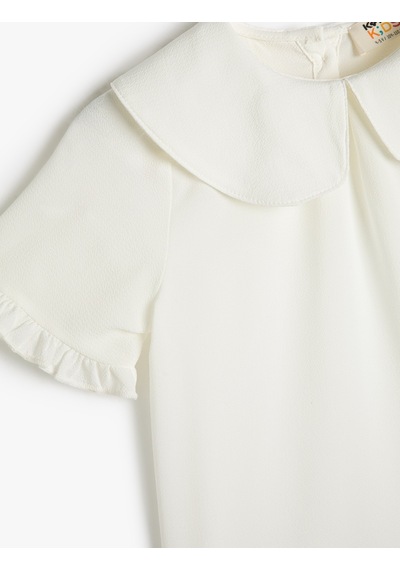 Koton Bebe Yaka Bluz Fırfır Detaylı Kısa Kollu Kırık Beyaz 3skg60014aw 3SKG60014AW001 Ekru