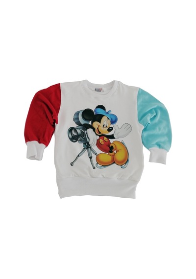 Berselüx Miki Baskılı Kız-Erkek Çocuk Uzunkollu Sweatshirt/Sweat. Beyaz