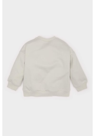 DeFacto Erkek Bebek Bisiklet Yaka Baskılı Sweatshirt E5936A525SPGR107 Gri
