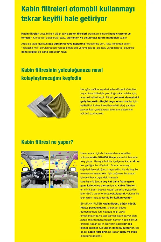 Togg T10x & T10f Kabin Hava Filtresi Polen - Klima Filtresi