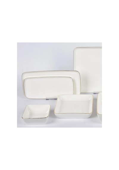 New Bone Porselen Kare 30 Parça Yemek Takımı Mtfk0117 Beyaz