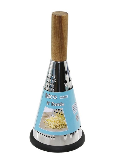 İbico İ22-050 8" Huni Model 3 Bölüm Ahşap & Bambu Saplı Çelik Metal Rende Silikon Kaplama Tabanlı