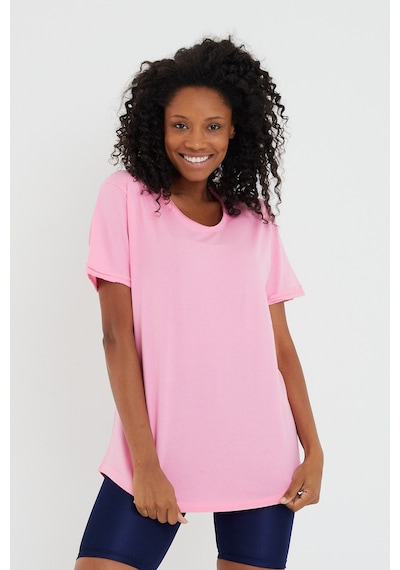 Kadın Pembe Pis Yaka Salaş T-shirt Ktcps001r06s Pembe