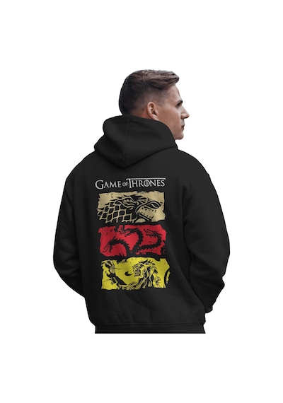 Sevbano Game Of Thrones Dizi Baskılı Unisex Oversize Premium Kapüşonlu Ho Siyah