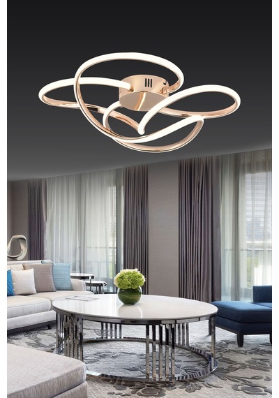 Pl 08 4 Model Gold 3 Renkli Salon Ve Oturma Odası İçin İdeal Alüminyum Avize, 50x25 Gold