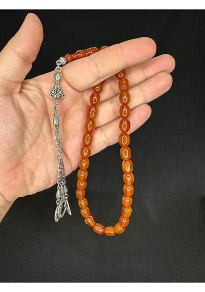 Toz Kehribar Tesbih Amber Renkli Kapsül Kesim 12mmx8mm T-591