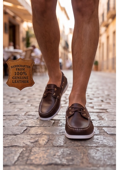 Nautical Hakiki Deri Kahverengi Kauçuk Anti Sararma Özellikli Taban Boat Shoe Loafer Makosen Cas... Beyaz - Kahverengi Nautical Hakiki Deri Kahverengi Kauçuk Anti Sararma Özellikli Taban Boat Shoe Loafer Makosen Cas... Beyaz - Kahverengi