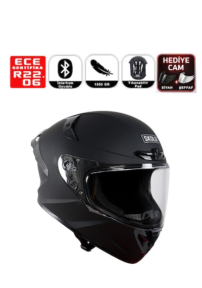 Skold Rapid Full-face Motosiklet Kaskı Ece-22.06 Mat Siyah