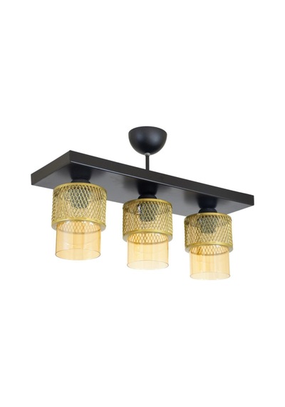 Üçlü Bal Cam Kafes Model Modern Plafonyer Avize C