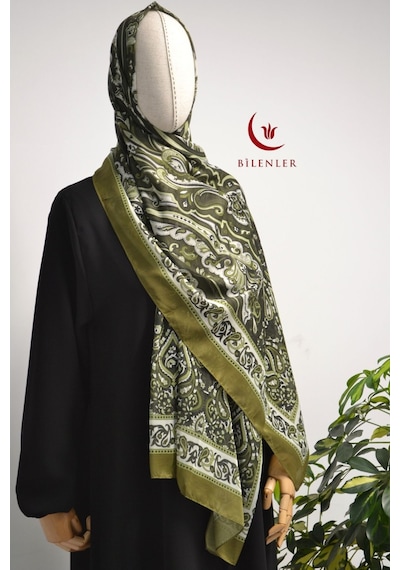 Bilenler Etnik Desenli Pamuklu Şal 70x190 Cm Yeşil