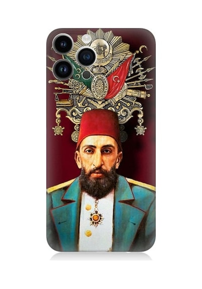Apple Uyumlu iPhone 14 Pro Max Osmanlı 2. Abdülhamid Han Desenli Silikon Kılıf