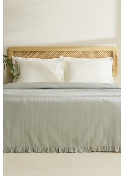 Karaca Home Maye %100 Pamuk Fırfırlı Çift Kişilik Tek Pike Mint Mint