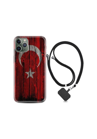 Apple Uyumlu  iPhone 11 Pro Max Kılıf Boyun Askılı Şanlı Türk Bayrağı 2 1317