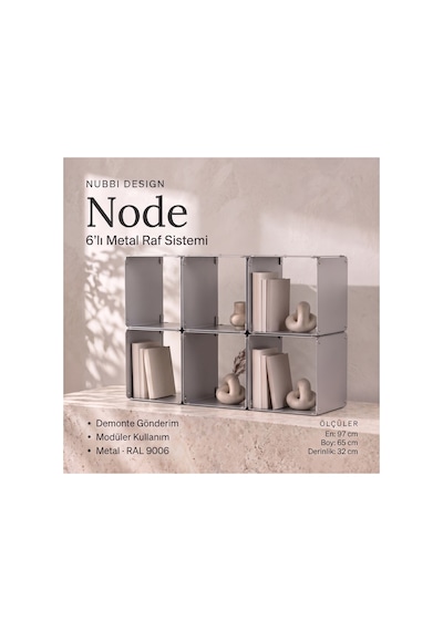 Node 6 Lı Modüler Metal Tv Ünitesi Açık Raflı Dekoratif Televizyon Sehpası Gümüş - 940100355 Gümüş Node 6 Lı Modüler Metal Tv Ünitesi Açık Raflı Dekoratif Televizyon Sehpası Gümüş - 940100355 Gümüş