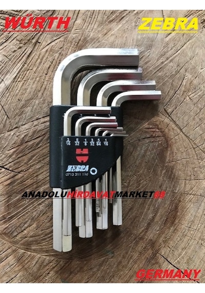 Würth İnç Alyan Seti Allen Anahtar Takımı Nikel 10Pcs Germany Würth İnç Alyan Seti Allen Anahtar Takımı Nikel 10Pcs Germany