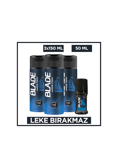 Blade Marine Fresh Erkek Deodorant 3x150 Ml & Marine Fresh Roll On 50 Ml