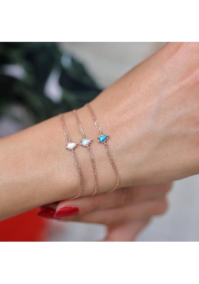 Opal Taşlı Bileklik Pembe Altın