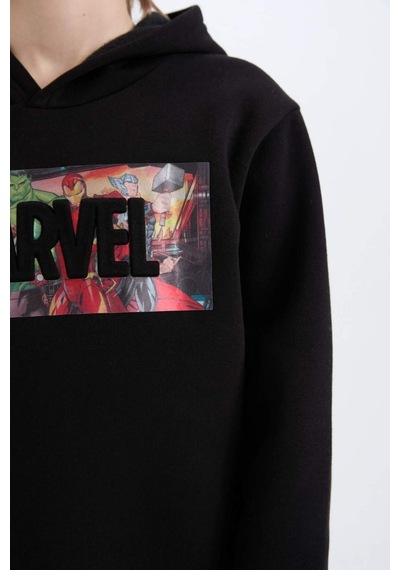 DeFacto Erkek Çocuk Marvel Avengers Kapüşonlu Kalın Sweatshirt D6736A824WNBK81
