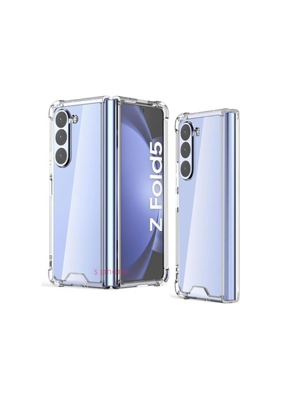 Galaxy Z Fold 5 Uyumlu Kılıf Clear Şeffaf Sararmaz Renksiz Silikon Kapak Case 180 Tam Korumalı Resimde Görünen