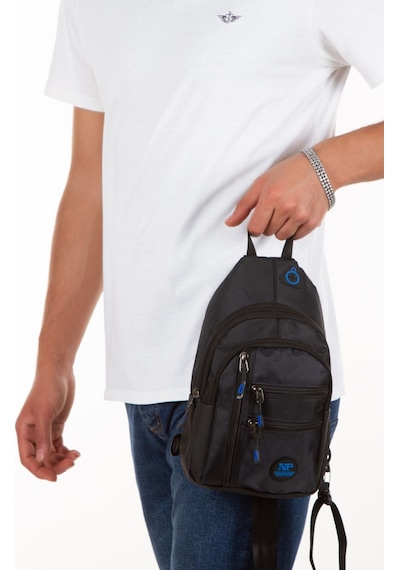 Newish Polo İmpertex Suya Dayanıklı Siyah-mavi Kulaklık Ve Usb Çıkışlı Unisex Omuz Ve Bel Çantası Siyah - Mavi
