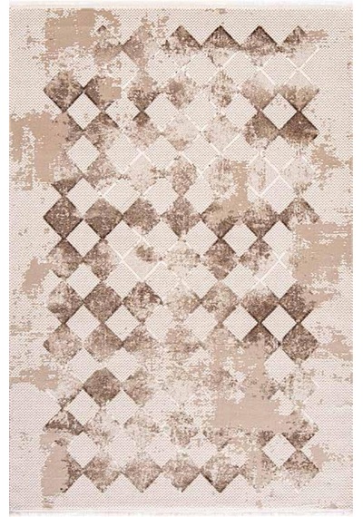 Çam Halı Lizbon 4507 Vizon Enti Halı Modern Eskitme Desenli Makine Halısı