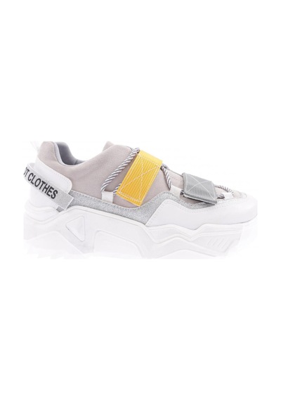 Dgn 65140-22y Kadın Mega Kalın Taban Simli Cırtlı Sneakers Ayakkabı Beyaz Multi