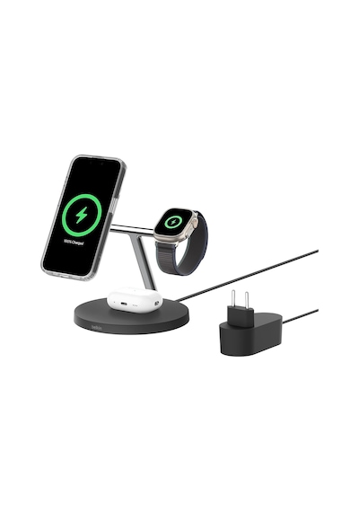 Belkin Boostcharge 3'ü 1 Arada Qi2 Şarj Cihazı, Magsafe Uyumlu Ka