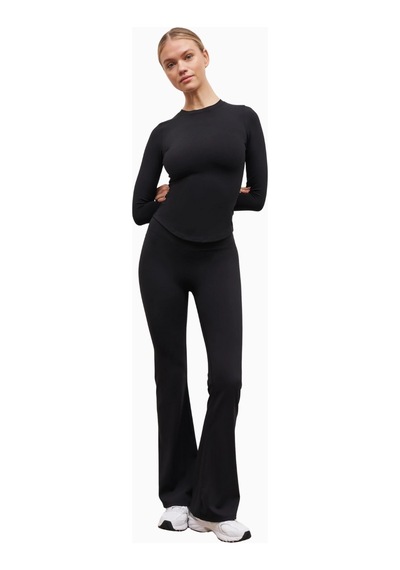 Because Of Alice Base Sculpting Flared Leggings Şekillendirici Yüksek Bel Bol Paça Kadın Tayt Siyah