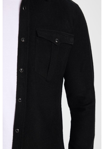 Tudors Slim Fit Uzun Kollu Kışlık Oduncu Çift Cep Kapaklı Düz Erkek Siyah Gömlek-26207 Siyah Tudors Slim Fit Uzun Kollu Kışlık Oduncu Çift Cep Kapaklı Düz Erkek Siyah Gömlek-26207 Siyah