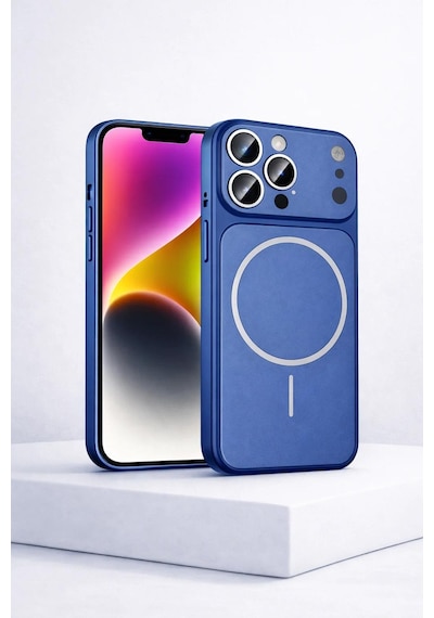 Apple Uyumlu iPhone 17 Pro Max Görünümlü Magsafeli Kamera Lensli Kılıf Mavi