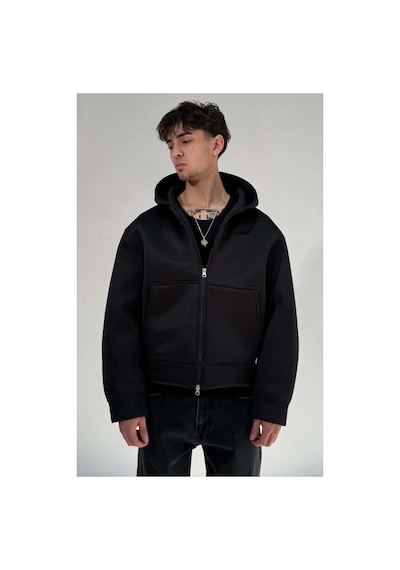 Zaee Oversize Scuba Zipp Hoodie Siyah