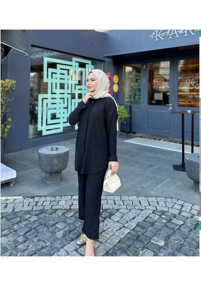 Lovie Moda Kadın İkili Bürümcük Takım Siyah