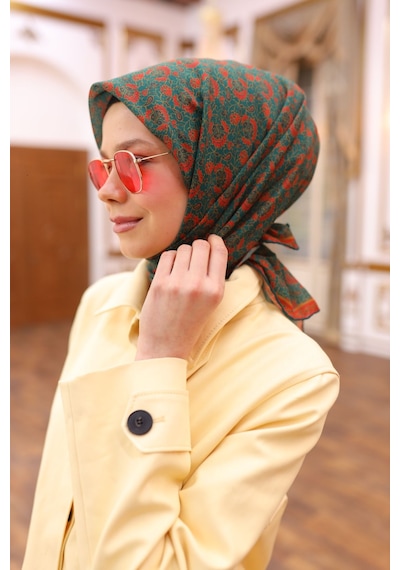 Silk Home Soft Eşarp 73077-18 Zümrüt, Turuncu, Hardal
