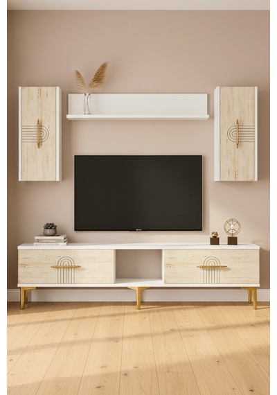 Tvr1515bt - İda Tvr150 Tv Ünitesi Takım Beyaz - Traverten 150cm
