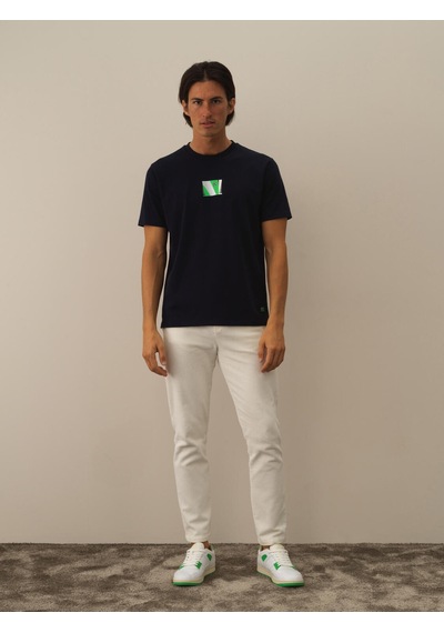 Xint Lacivert Pamuk Dokulu Regular Fit Tişört 502049