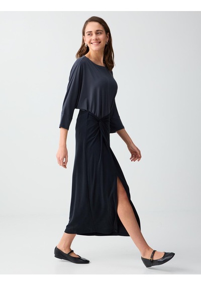 Jimmy Key Jimmy Key Siyah Normal Bel Yırtmaç Detaylı Modal Örme Midi Etek 6sw075600900
