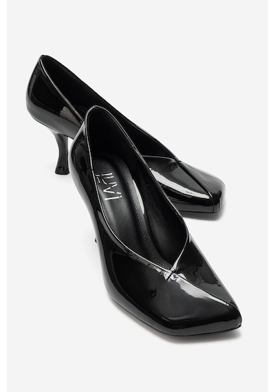 Luvi Shoes Hertz Siyah Rugan Kadın Topuklu Ayakkabı