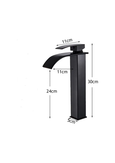 Rena Design Siyah Çanak Lavabo Bataryası Oval Çıkış Havza Model Uzun/yüksek Lavabo Musluğu Çift Girişli