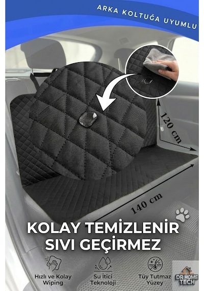 Evcil Hayvan Oto Koltuk Kılıfı Sıvı Geçirmez Araç Arka Koltuk Koruma Örtüsü-140x120cm-siyah