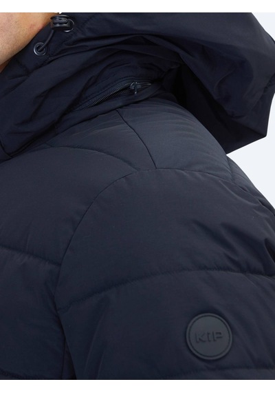 Kip Lacivert Regular Fit Kapüşonlu Casual Dokuma Mont