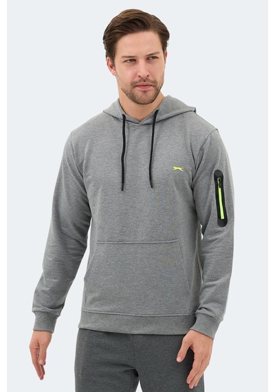Slazenger Ozzy In Erkek Kanguru Cepli Kapüşonlu Gri Sweatshırt Gri