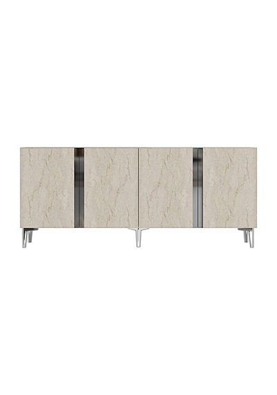 Ka1898bts - Anka Konsol, Tv Stand, Tv Sehpası Ve Tv Ünitesi Beyaz - Traverten - Sılver 180cm