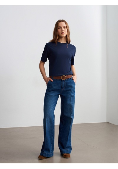 Dilvin 3683 Basic T-shirt-Koyu Lacivert
