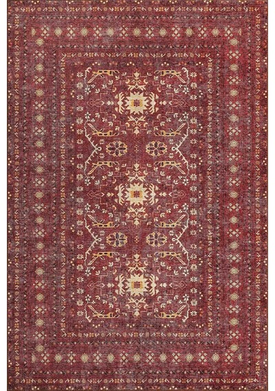 Artloop Relic Bordo Vintage Dokulu Klasik Desenli Dokuma Tabanlı Şönil Halı Al 473
