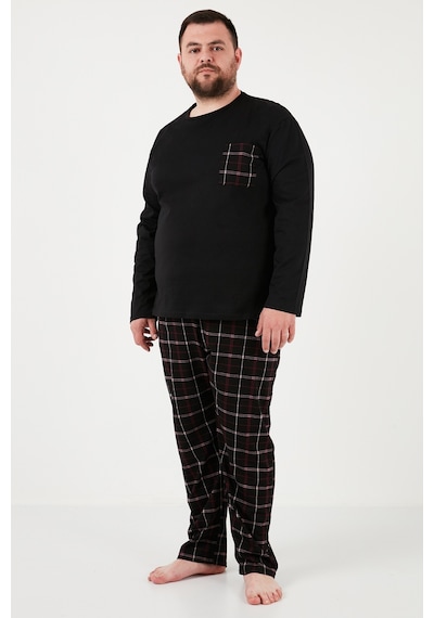 Buratti Pamuklu Regular Fit Büyük Beden Erkek Pijama Takımı 6572001B Siyah