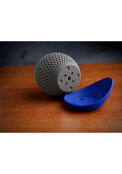 3d Baskı Küre Saksı - Kafes Dokulu İki Parçalı Dekoratif Saksı - Gri-mavi