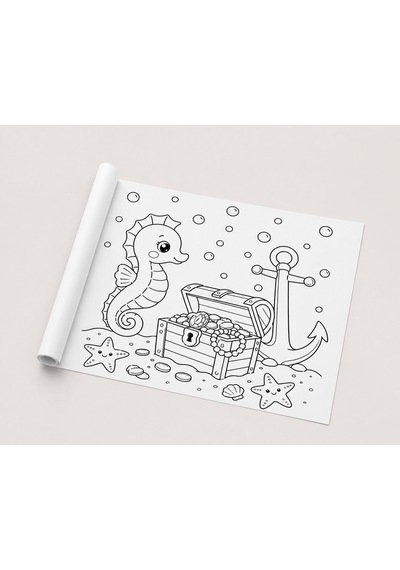 Okyanus Temalı Dev Boyama Rulosu 45 Cm X 4 Metre Çocuklar Için Uzun Boyama Kağıdı, Eğitici Ve Eğlenceli Aktivite Rulosu, Deniz Canlıları Boyama Seti, Büyük Boy Boyama Posteri