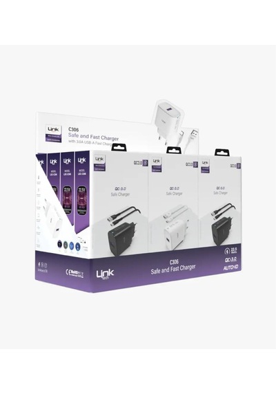 Linktech C306 Safe Type-c Kablolu 22.5w Hızlı Şarj Adaptörü Beyaz