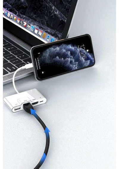 Hdmı İnternet Usb Çoklayıcı Lightning Girişli Şarj İle Kullanıma Uygun Adaptör Çoklayıcı Port